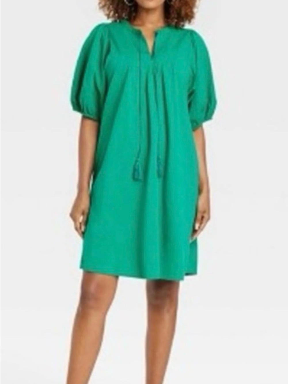 Knox Rose Emerald Green Puff Sleeve Mini Dress